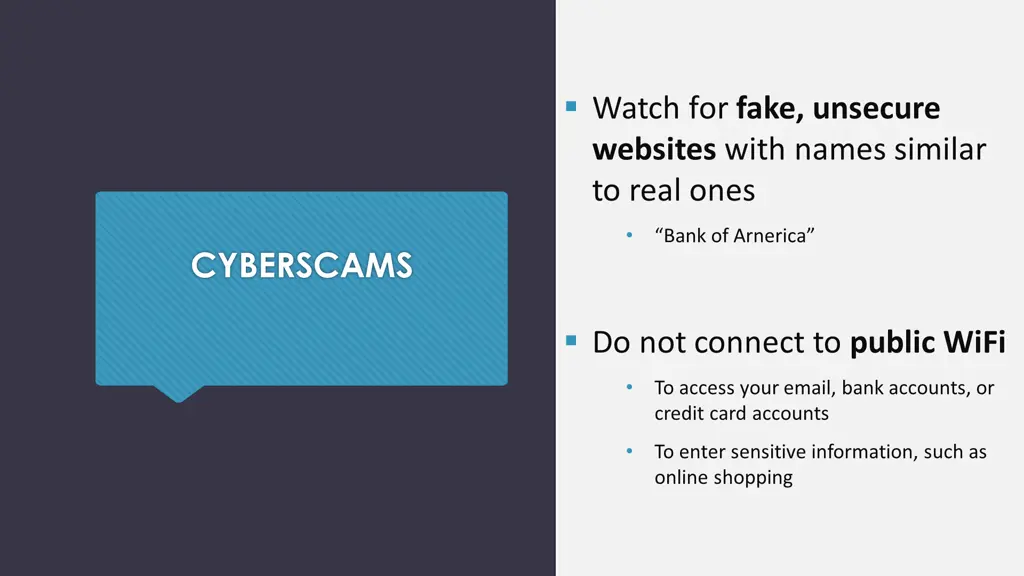 watch for fake unsecure websites with names