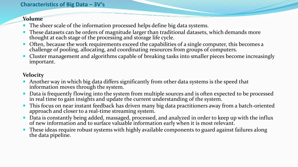 characteristics of big data 3v s