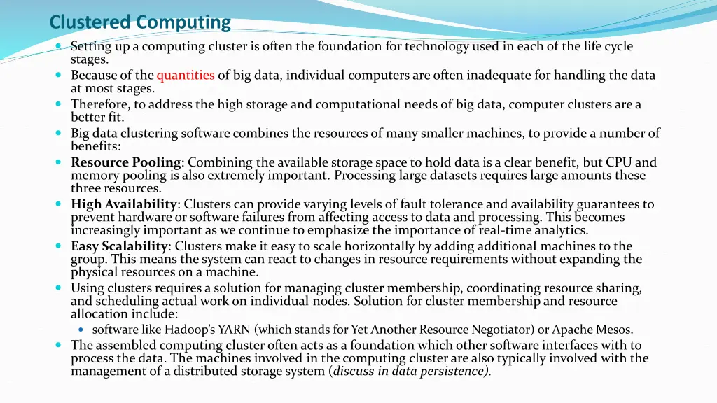 clustered computing setting up a computing