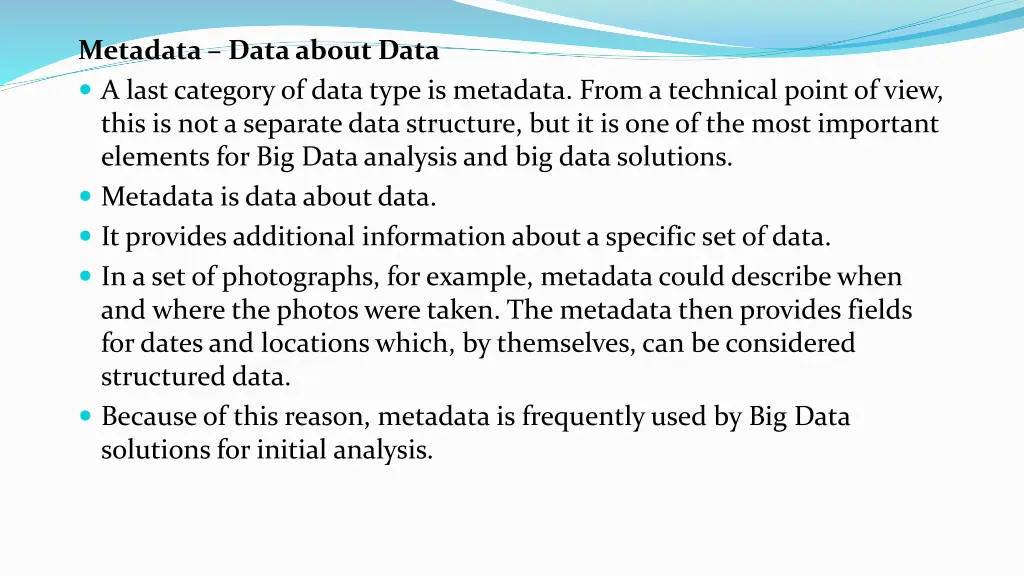 metadata data about data a last category of data