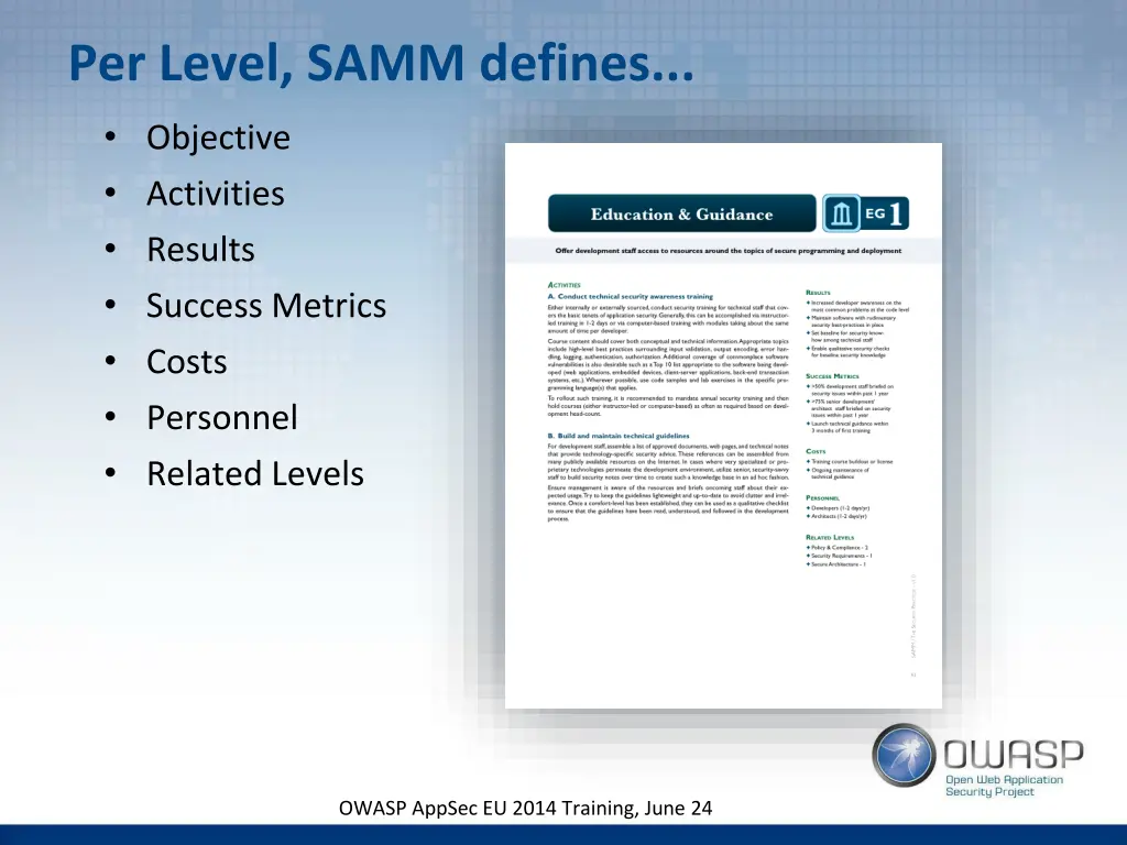 per level samm defines