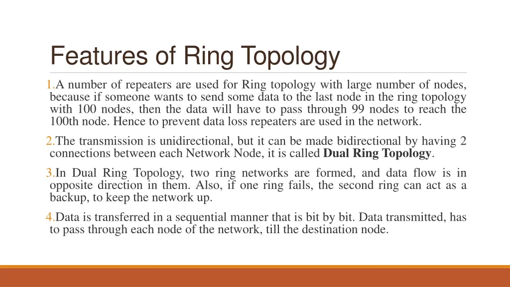 features of ring topology