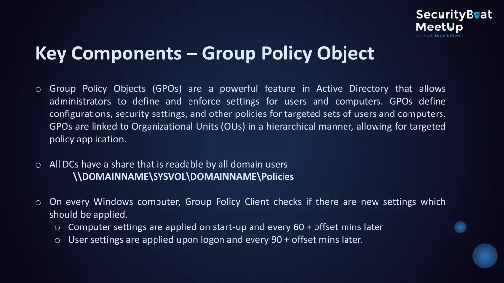 key components group policy object