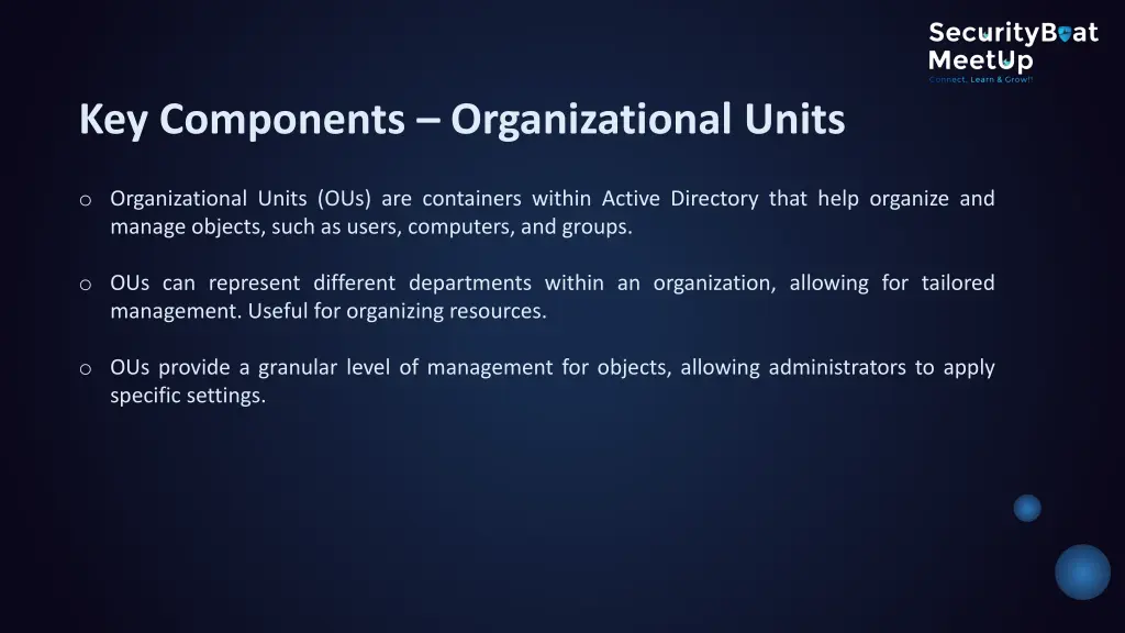 key components organizational units