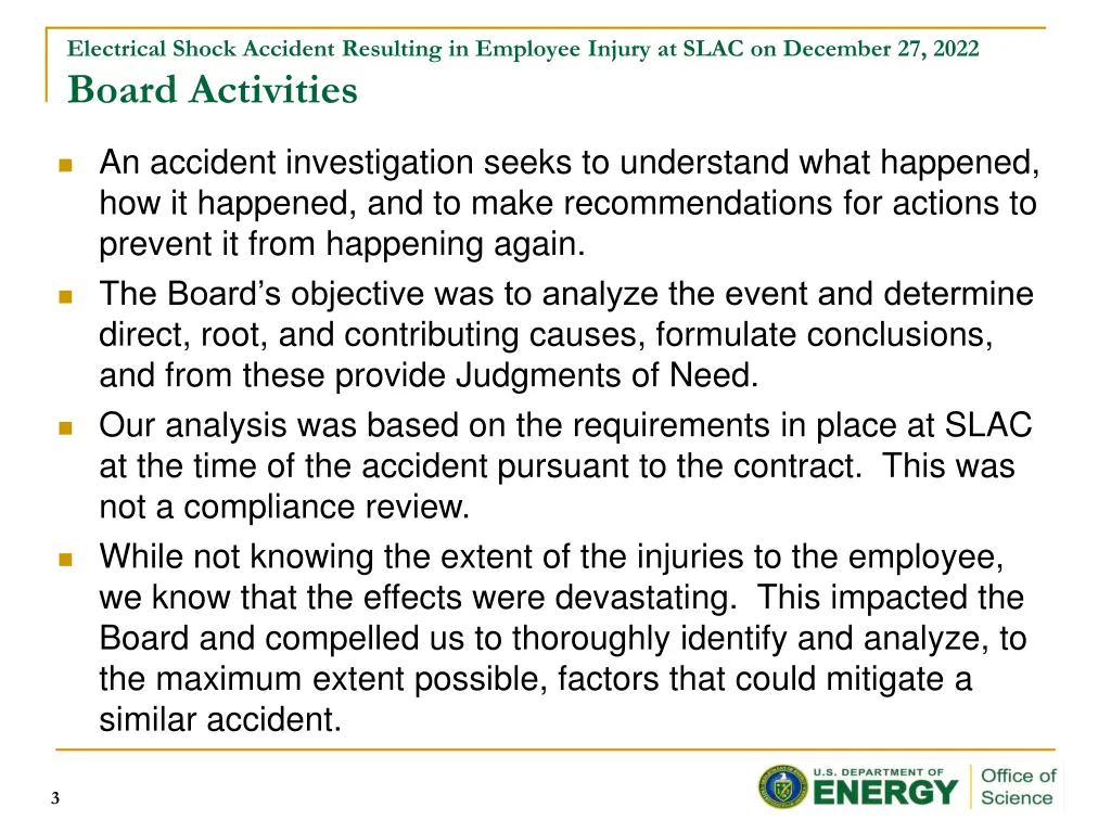 electrical shock accident resulting in employee 1