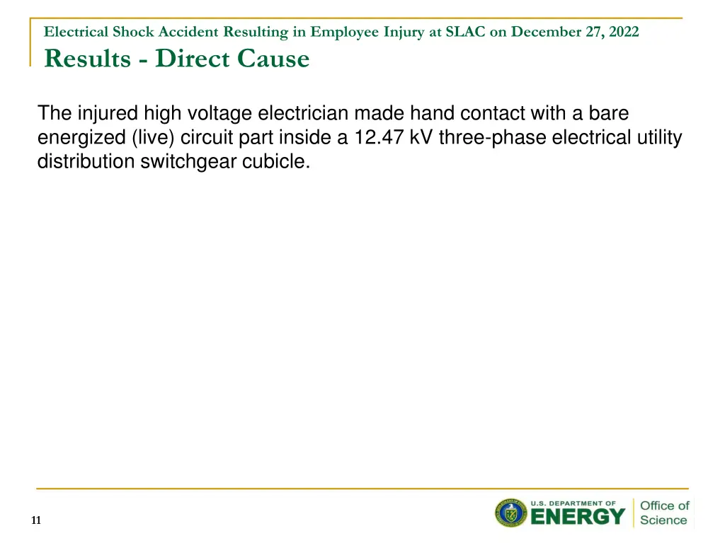electrical shock accident resulting in employee 9