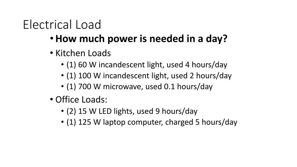 electrical load how much power is needed