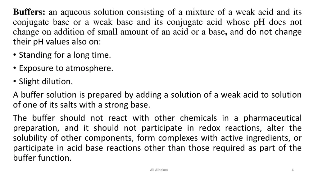 buffers an aqueous solution consisting