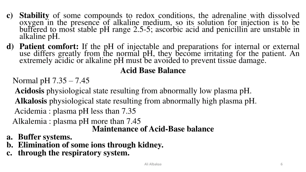 c stability of some compounds to redox conditions