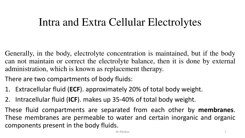 intra and extra cellular electrolytes