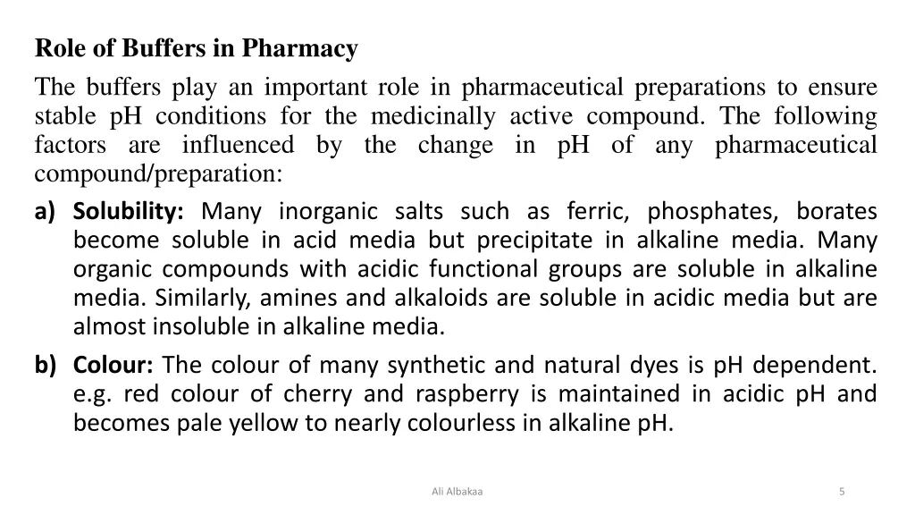 role of buffers in pharmacy the buffers play