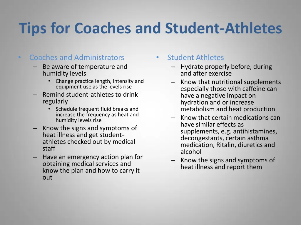 tips for coaches and student athletes