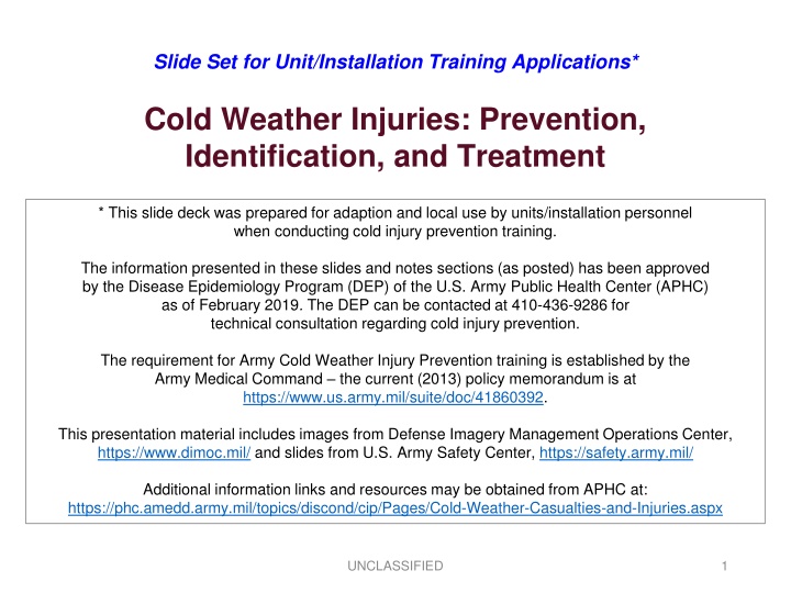 slide set for unit installation training