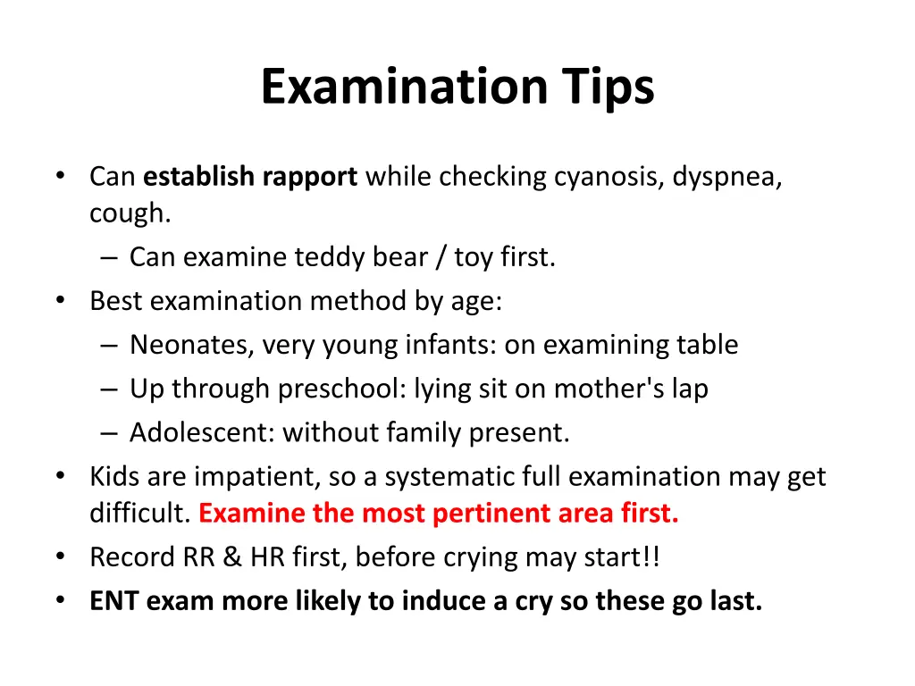 examination tips