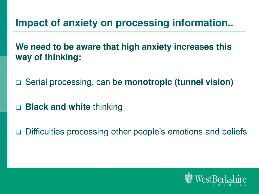 impact of anxiety on processing information