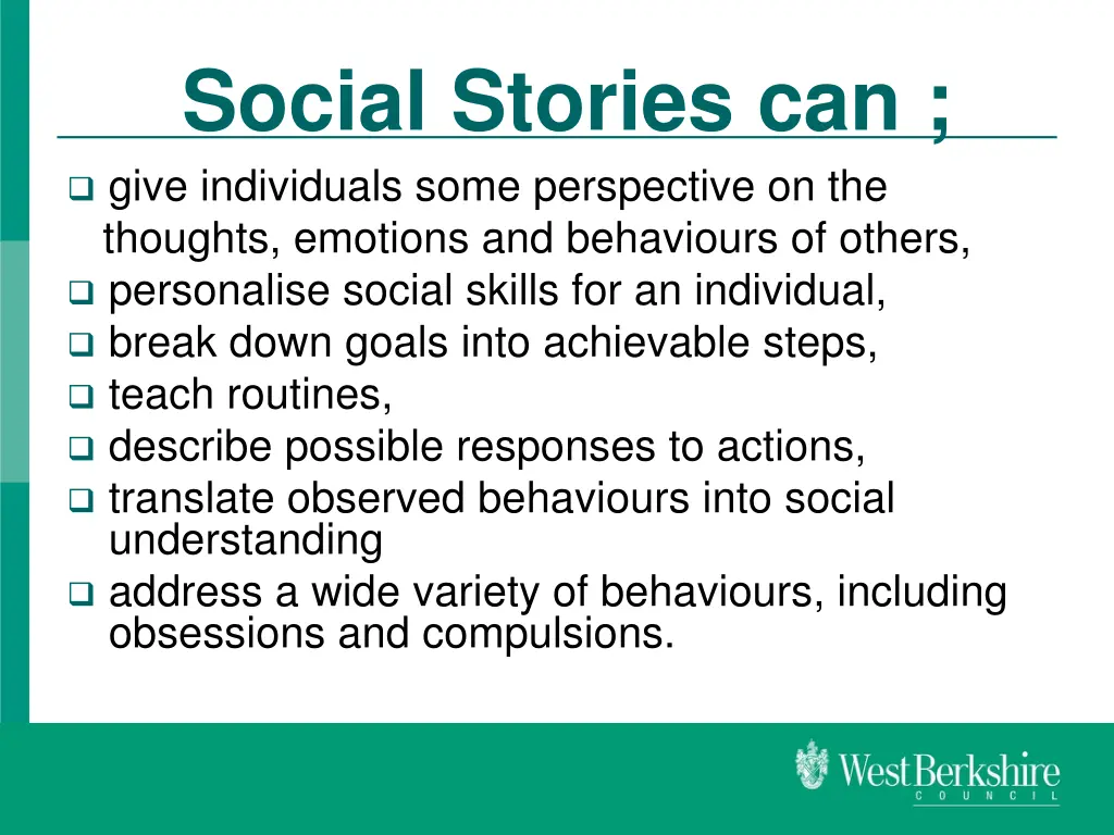social stories can give individuals some
