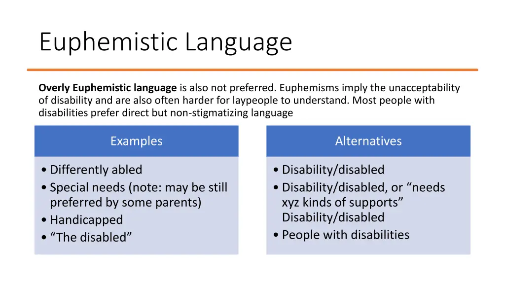 euphemistic language