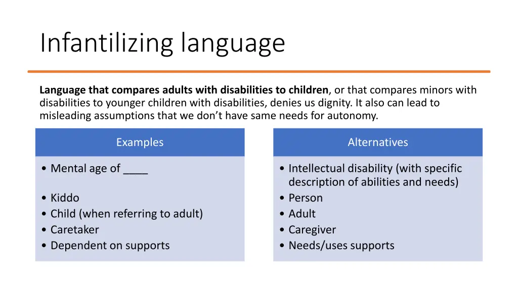 infantilizing language