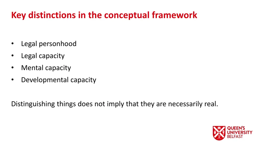 key distinctions in the conceptual framework