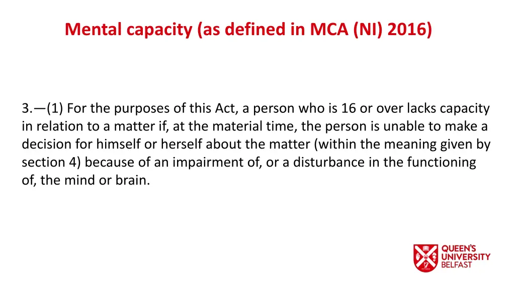 mental capacity as defined in mca ni 2016 1