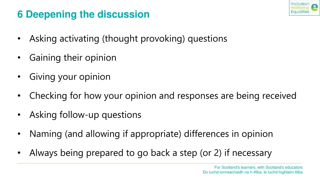 6 deepening the discussion