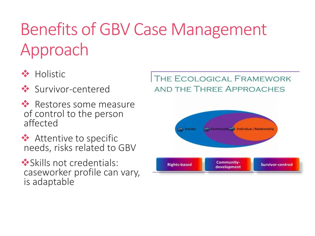 benefits of gbv case management approach