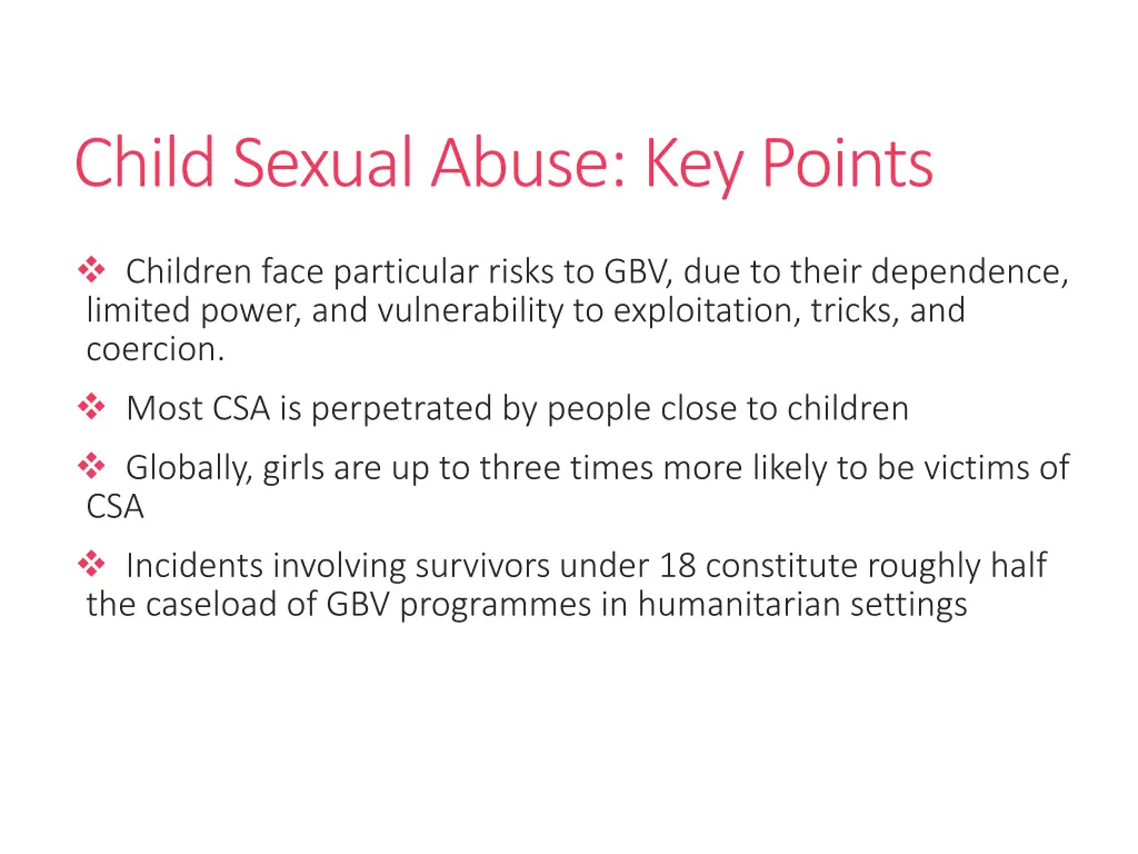 child sexual abuse key points