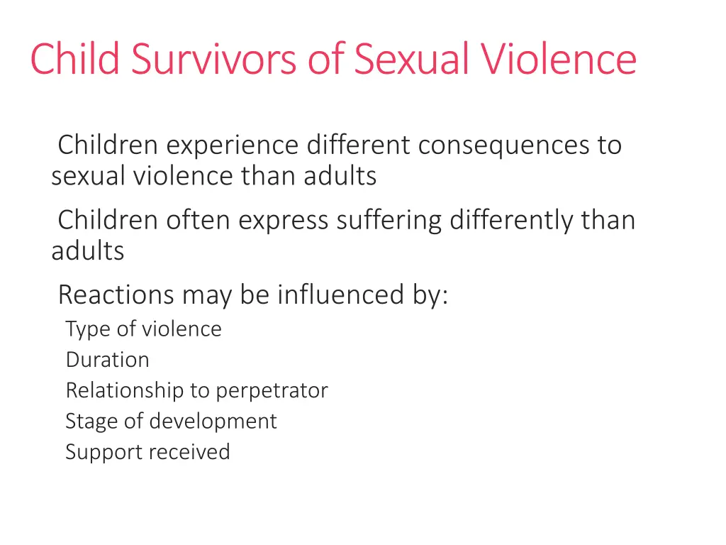 child survivors of sexual violence