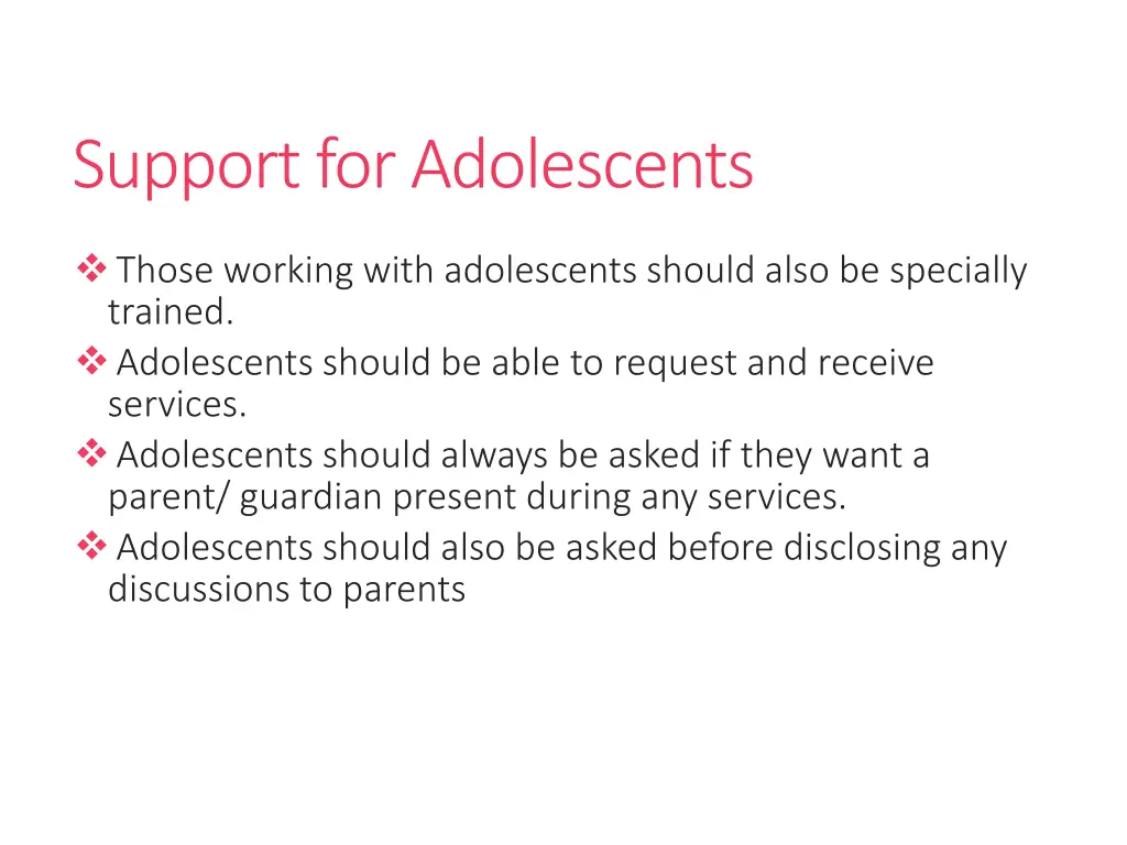 support for adolescents