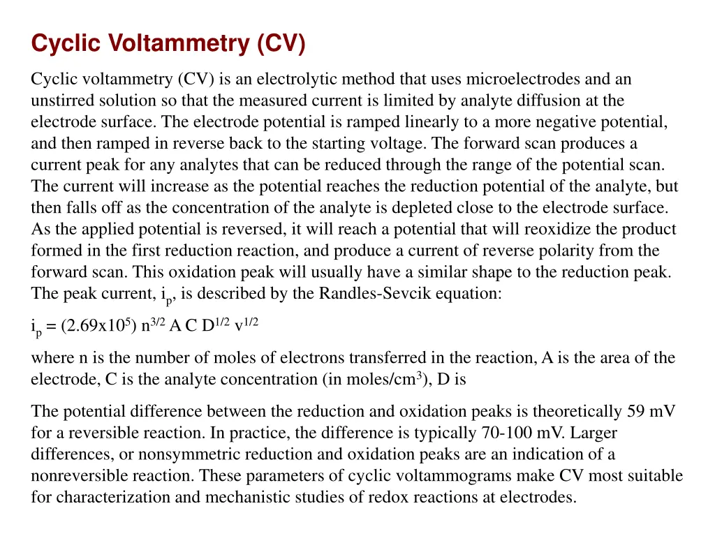 cyclic voltammetry cv