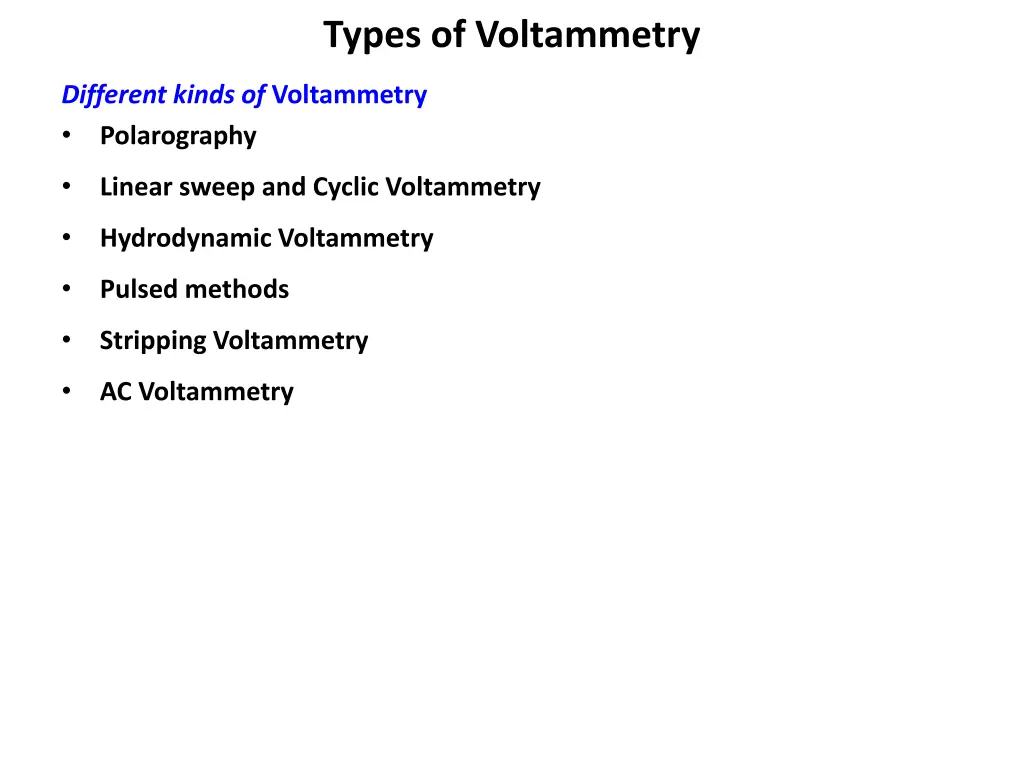 types of voltammetry