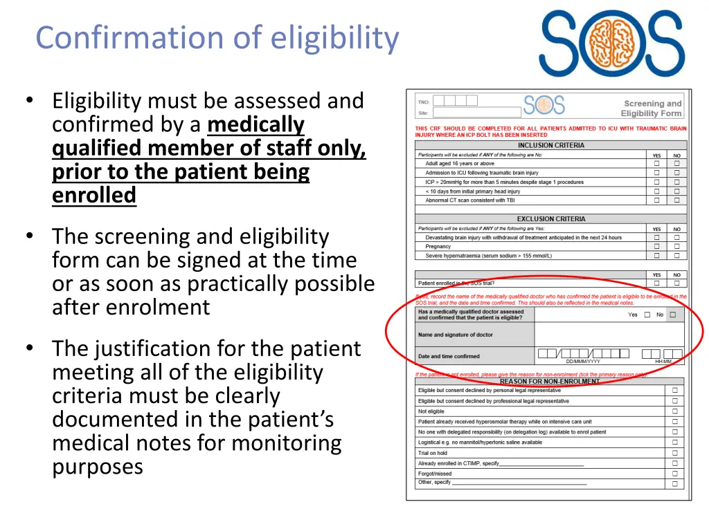 confirmation of eligibility