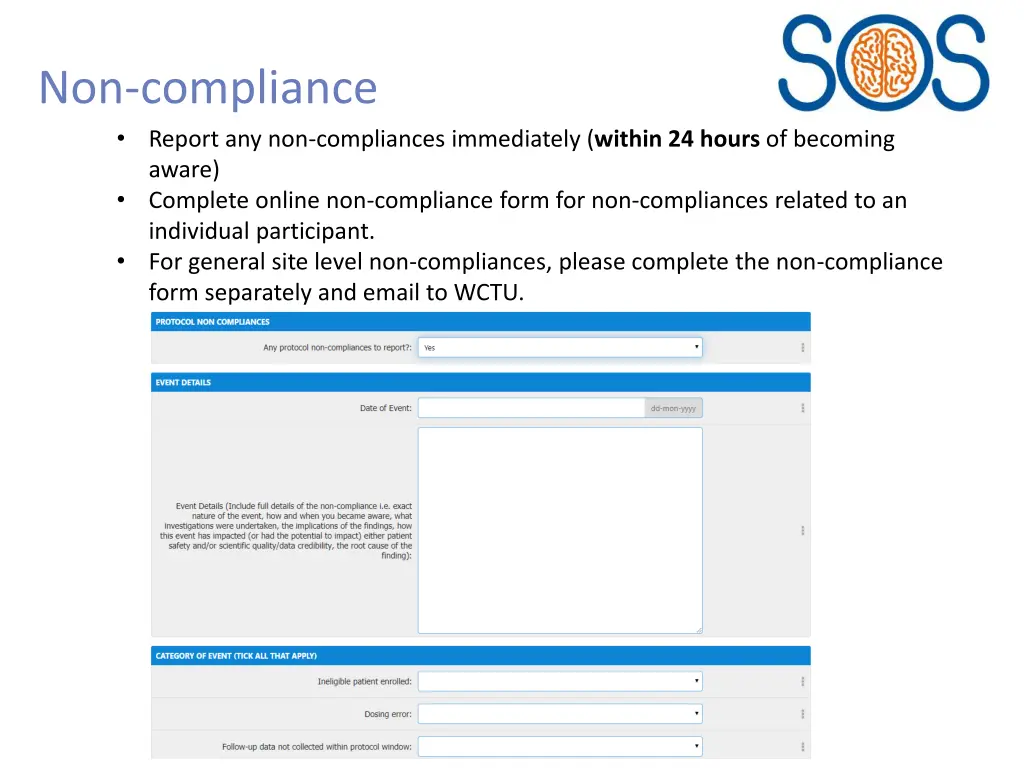 non compliance report any non compliances