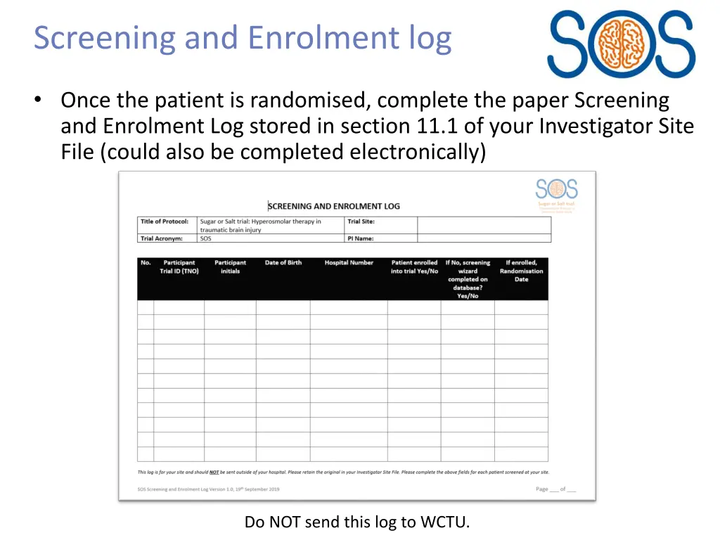 screening and enrolment log