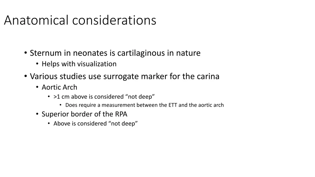 anatomical considerations