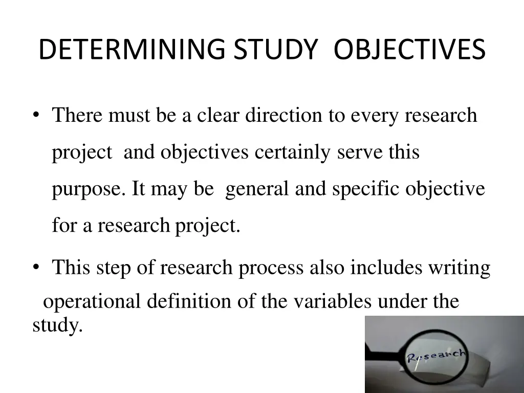 determining study objectives