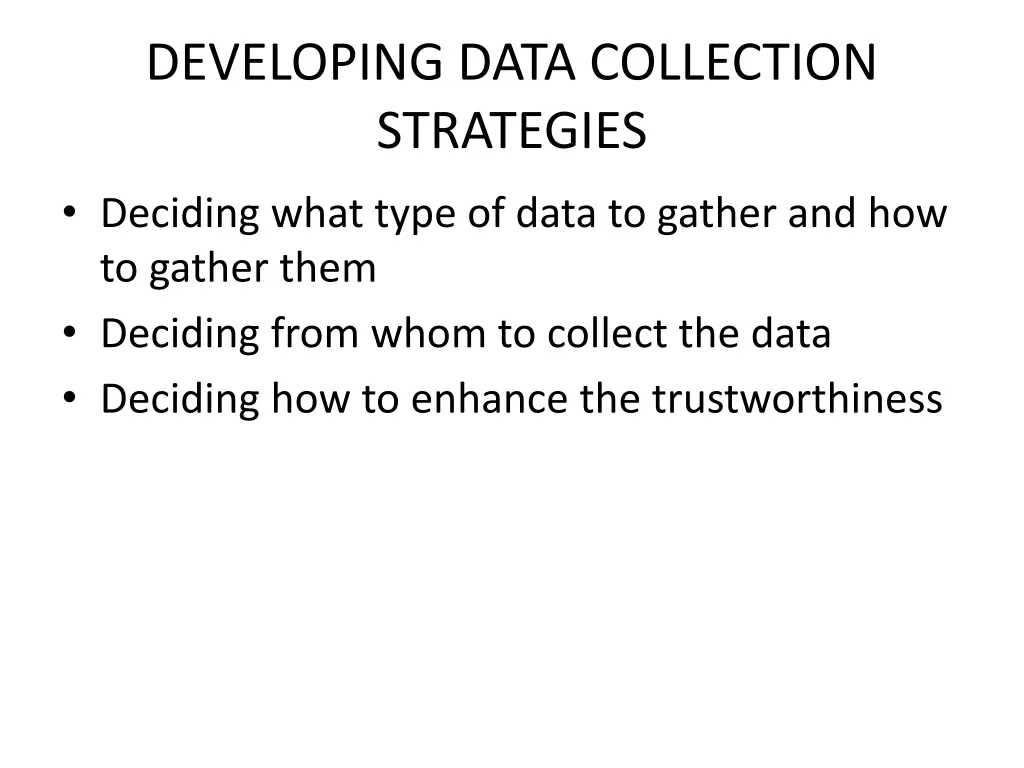 developing data collection strategies