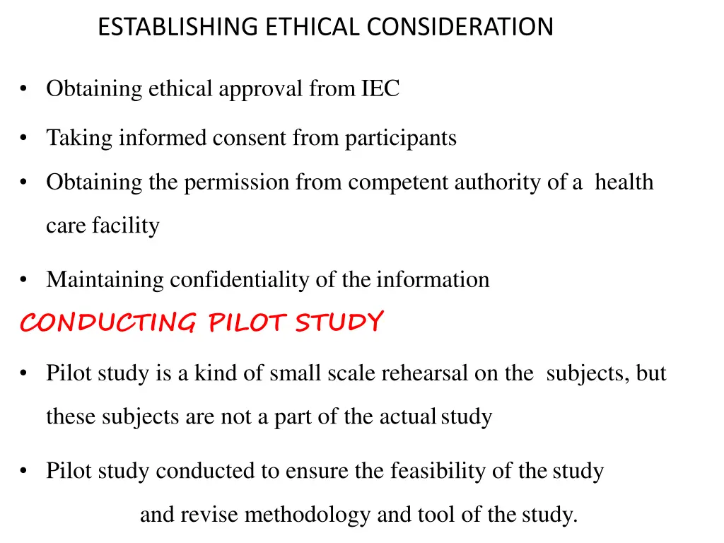 establishing ethical consideration