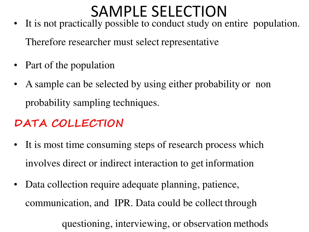 sample selection