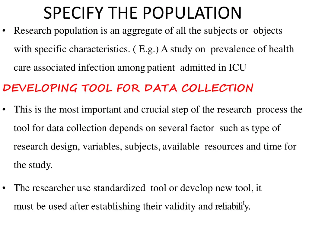 specify the population research population