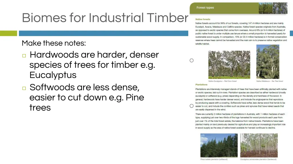 biomes for industrial timber 1