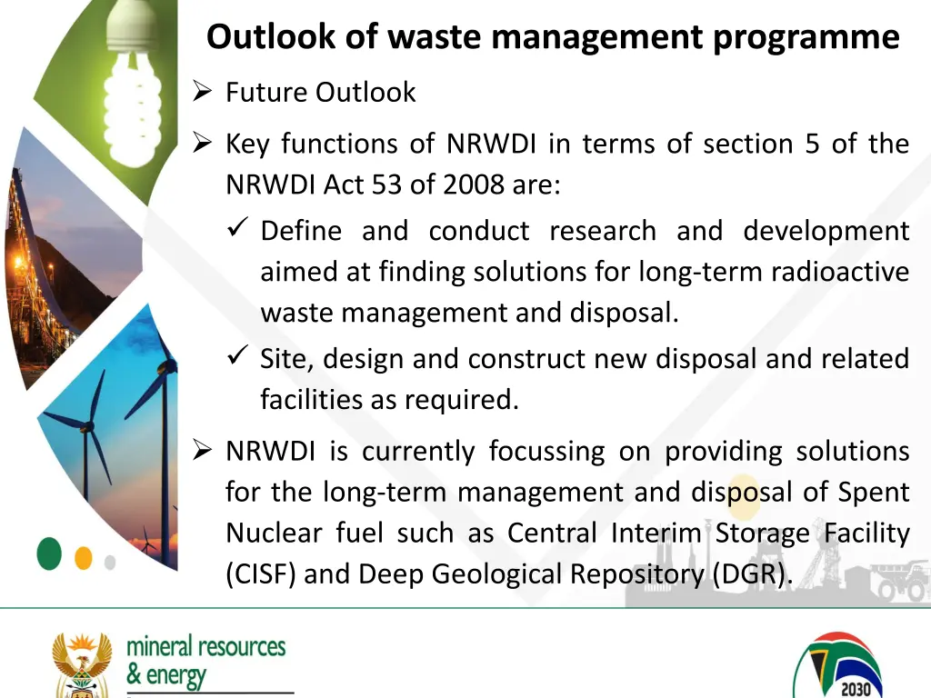 outlook of waste management programme