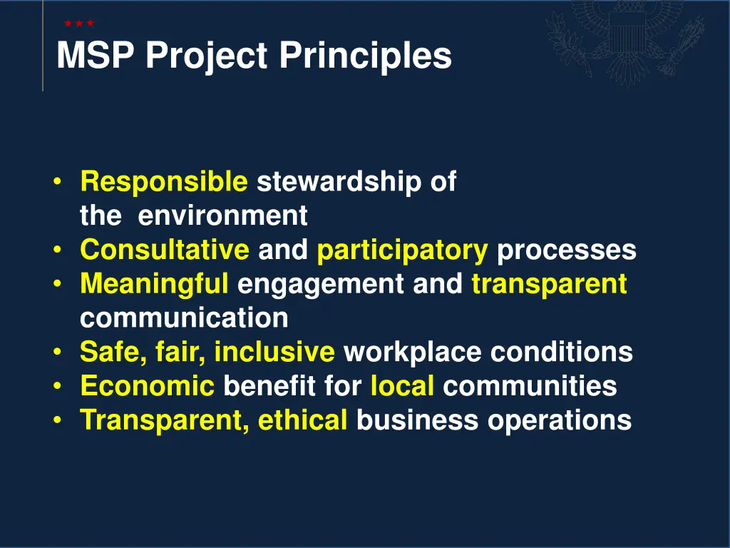 msp project principles