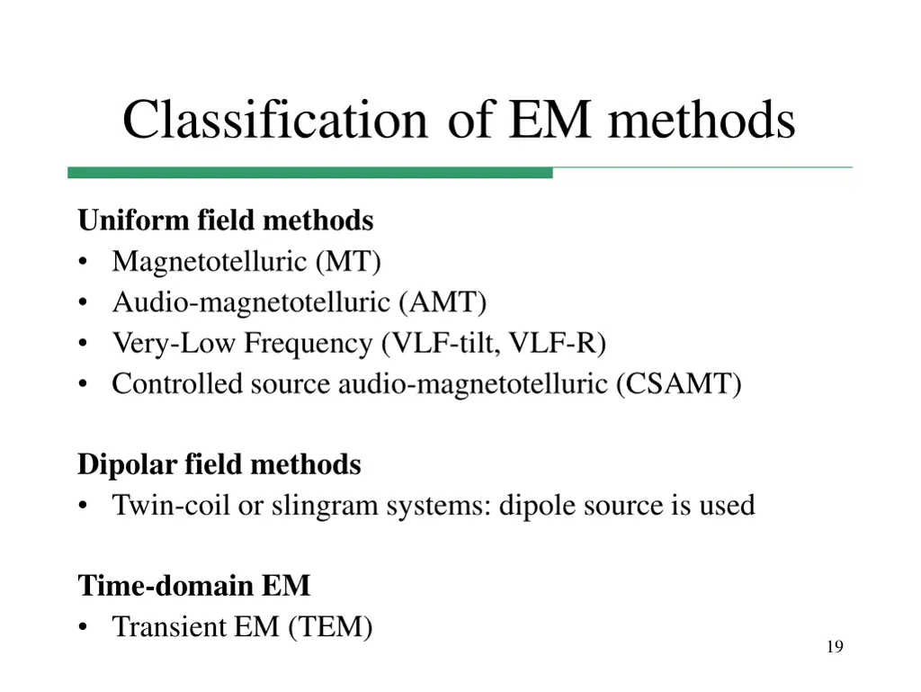 classification of em methods