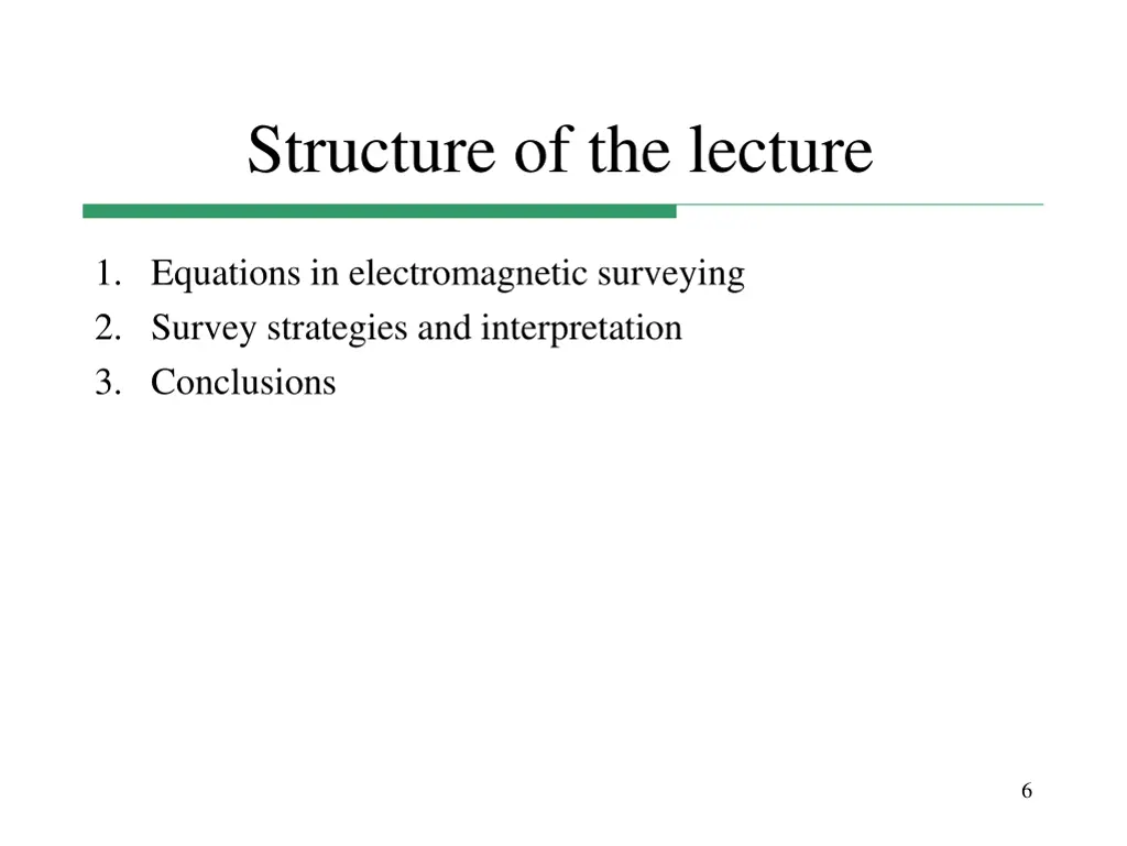 structure of the lecture