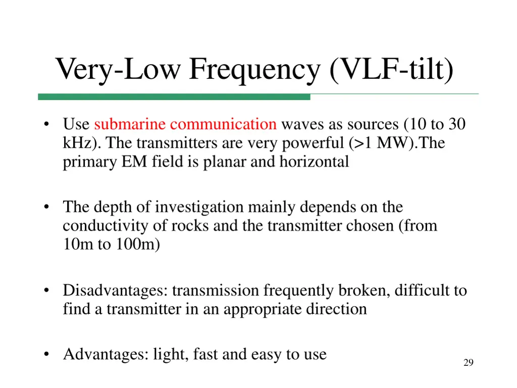 very low frequency vlf tilt