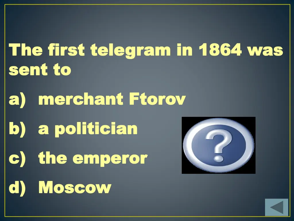 the the first telegram in 1864 was first telegram