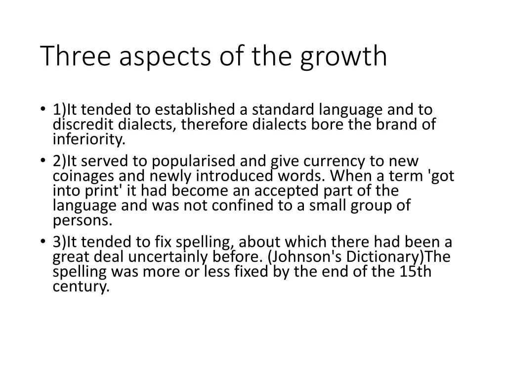 three aspects of the growth