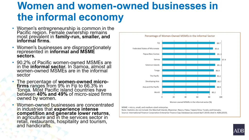 women and women owned businesses in the informal 1