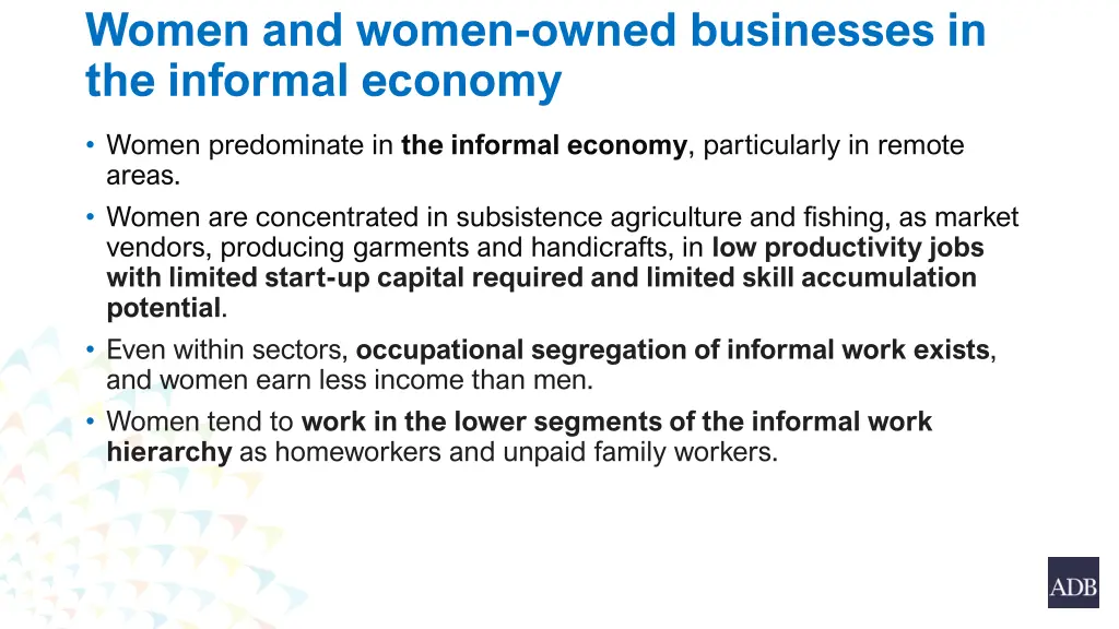 women and women owned businesses in the informal